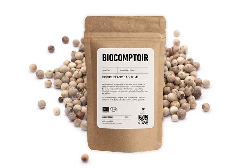 Poivre blanc grain Sao Tomé bio