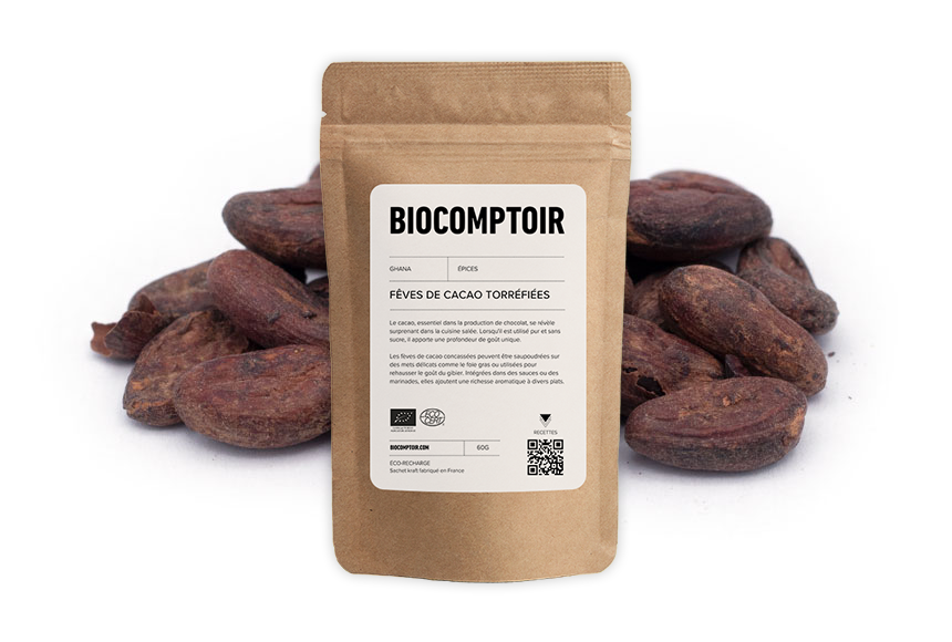 Fève de cacao torréfiée bio